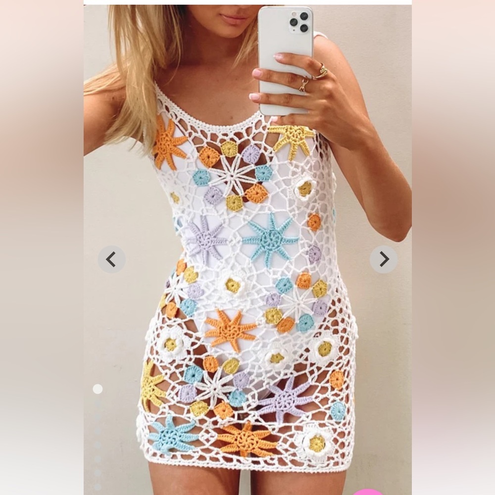 Beginning Boutique Garden Crochet Dress in rainbow